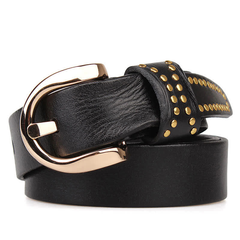 Cintura in pelle con borchie in metallo e rivetti resistenti - Nero - 44 - image 12