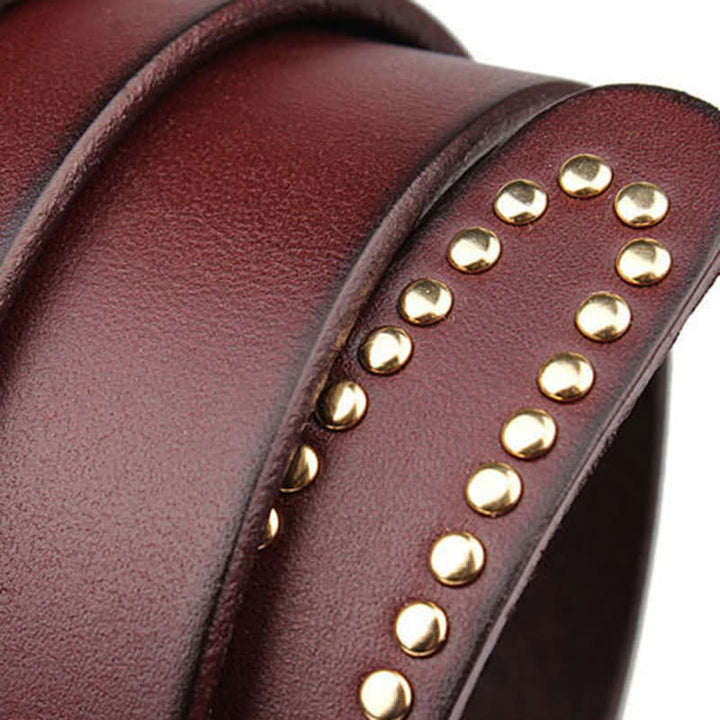 Cintura in pelle con borchie in metallo e rivetti resistenti - image 11