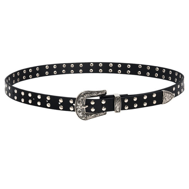 Cintura in pelle PU con borchie a doppia fila da donna - image 6