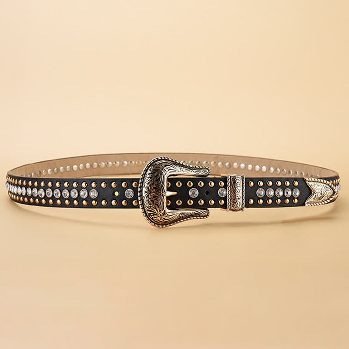 Cintura in pelle con borchie in strass di lusso alla moda da donna - image 2