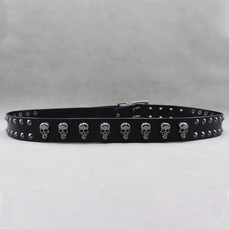 Cintura in pelle con doppio perno e rivetti a forma di teschio hip hop - image 6