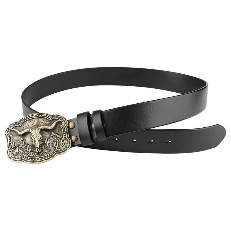 Cintura in pelle con testa di toro Longhorn in bronzo rodeo - image 6