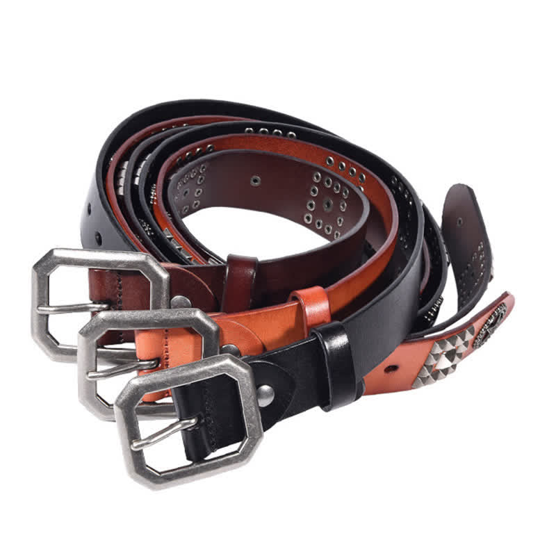 Cintura in pelle da motociclista punk con borchie a stella in metallo - image 10