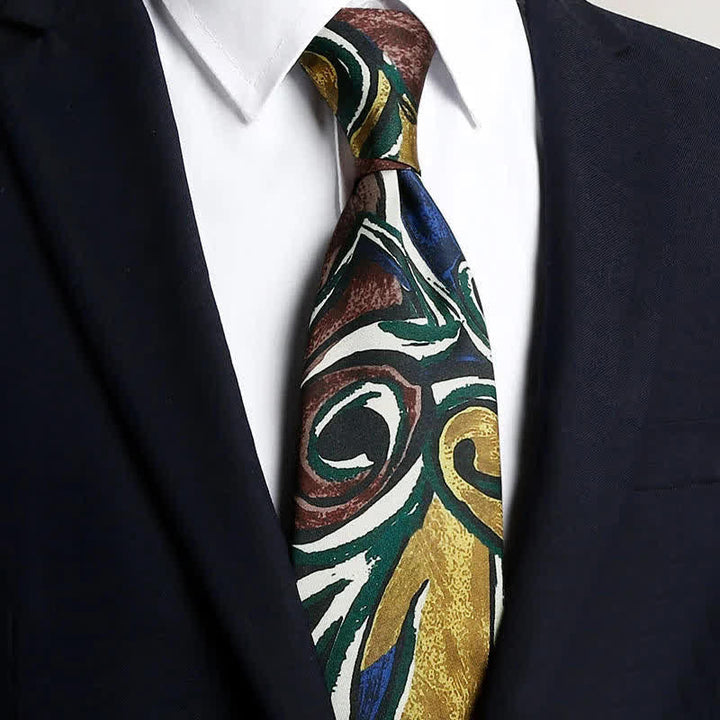 Cravatta da uomo con pittura a olio astratta di moda Freedom - Colorato - image 0