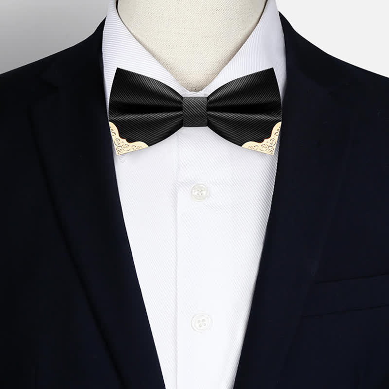 Papillon da uomo in twill con punta in metallo dorato - image 1