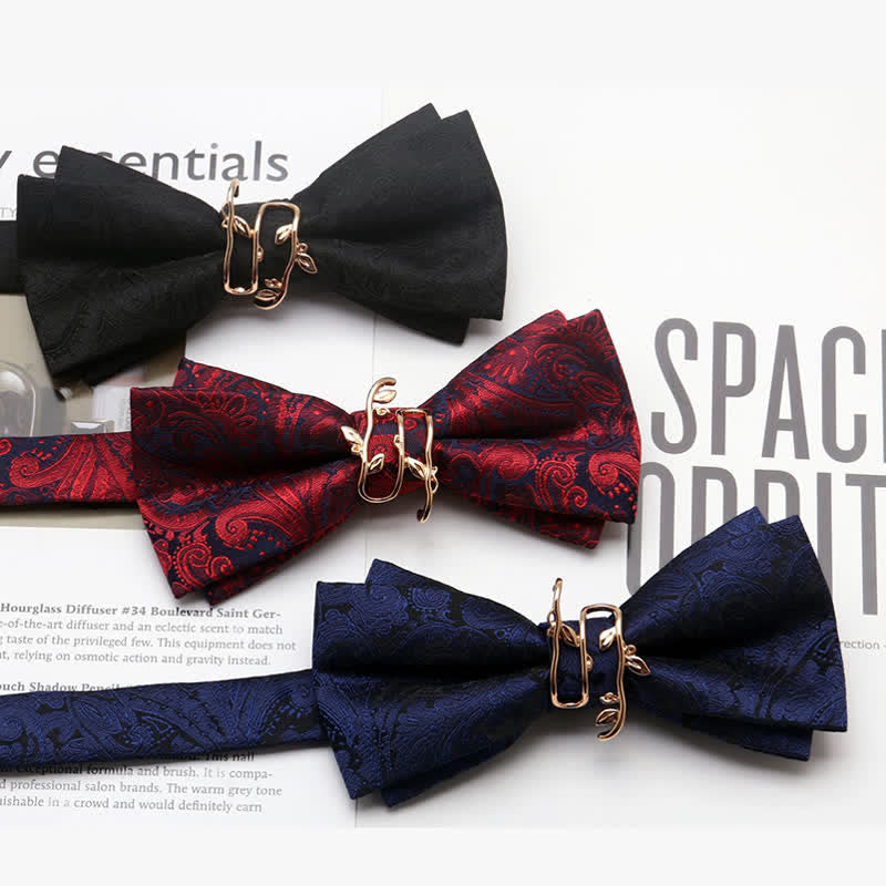 Papillon da uomo con motivo Paisley Golden Vine Leaf Branch - image 1