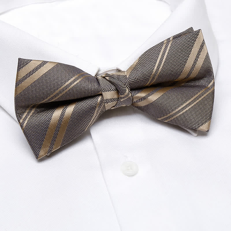 Papillon classico da uomo a righe diagonali color cachi scuro - image 1
