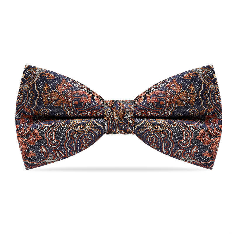 Papillon da uomo con motivo Paisley arancione sfumato di lusso - Arancione e blu navy - image 0