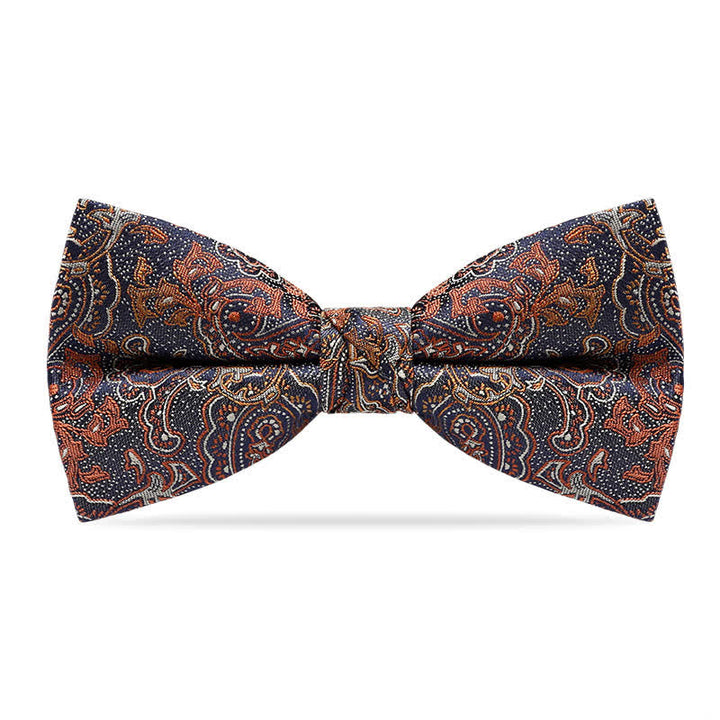Papillon da uomo con motivo Paisley arancione sfumato di lusso - Arancione e blu navy - image 0