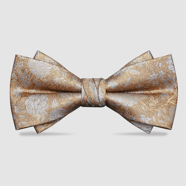 Papillon doppio strato con fiori champagne da uomo - Champagne - image 0