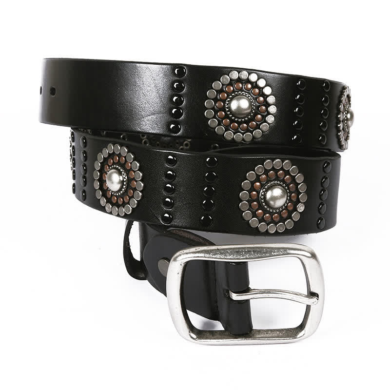 Cintura in pelle con borchie punk con decorazione di rivetti rotondi assortiti - image 7