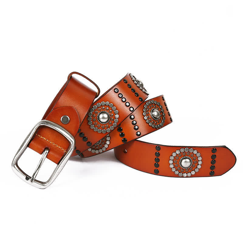 Cintura in pelle con borchie punk con decorazione di rivetti rotondi assortiti - image 9