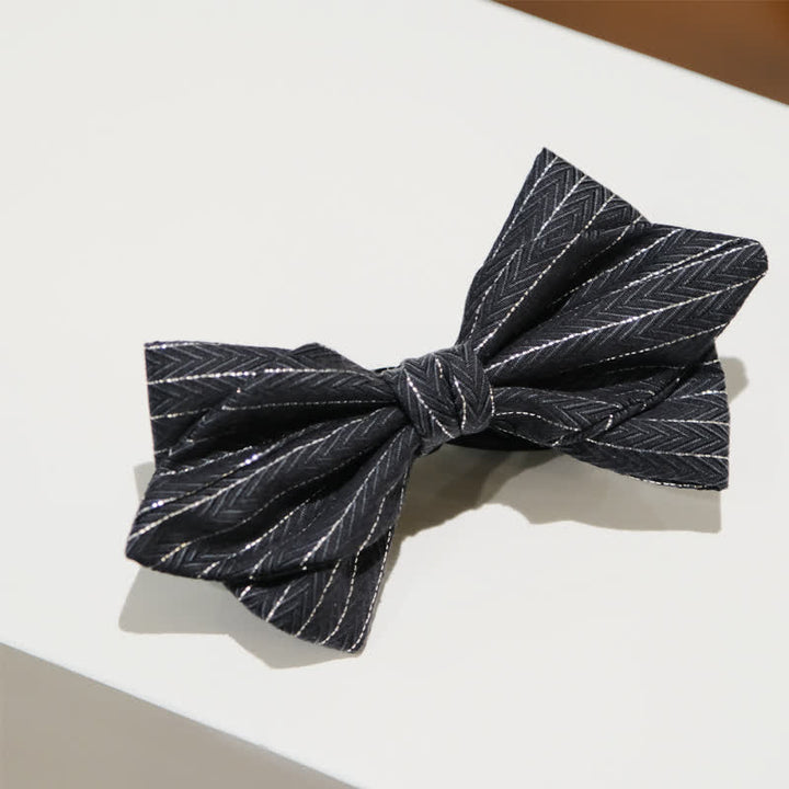 Papillon da uomo con motivo a spina di pesce a righe grigio scuro - image 9