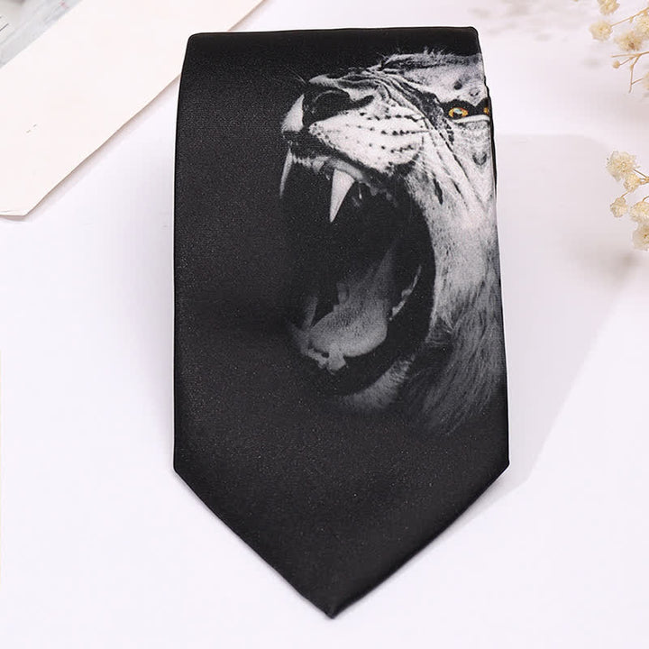 Cravatta sottile da uomo con stampa animalier divertente - image 13