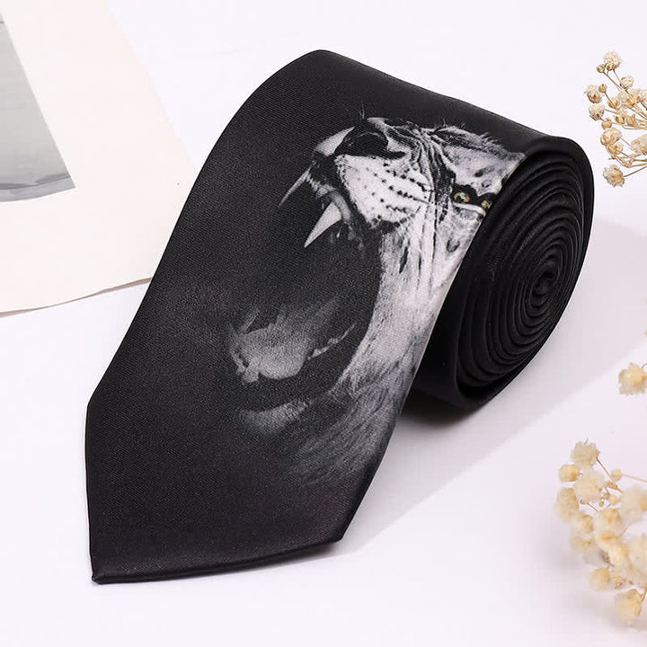 Cravatta sottile da uomo con stampa animalier divertente - Tigre - image 12