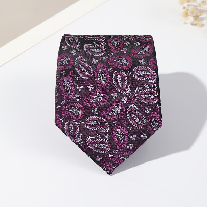 Cravatta da uomo in jacquard con sfondo nero e motivo anacardi - image 12