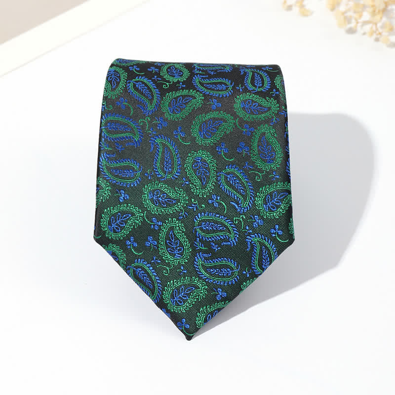 Cravatta da uomo in jacquard con sfondo nero e motivo anacardi - image 8