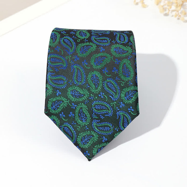 Cravatta da uomo in jacquard con sfondo nero e motivo anacardi - image 8