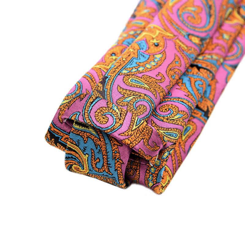Cravatta da uomo con motivo Paisley vivace, rosa e oro - image 2