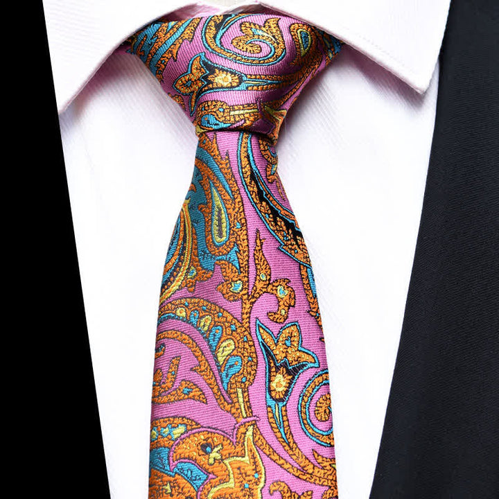 Cravatta da uomo con motivo Paisley vivace, rosa e oro - Rosa e oro - image 0