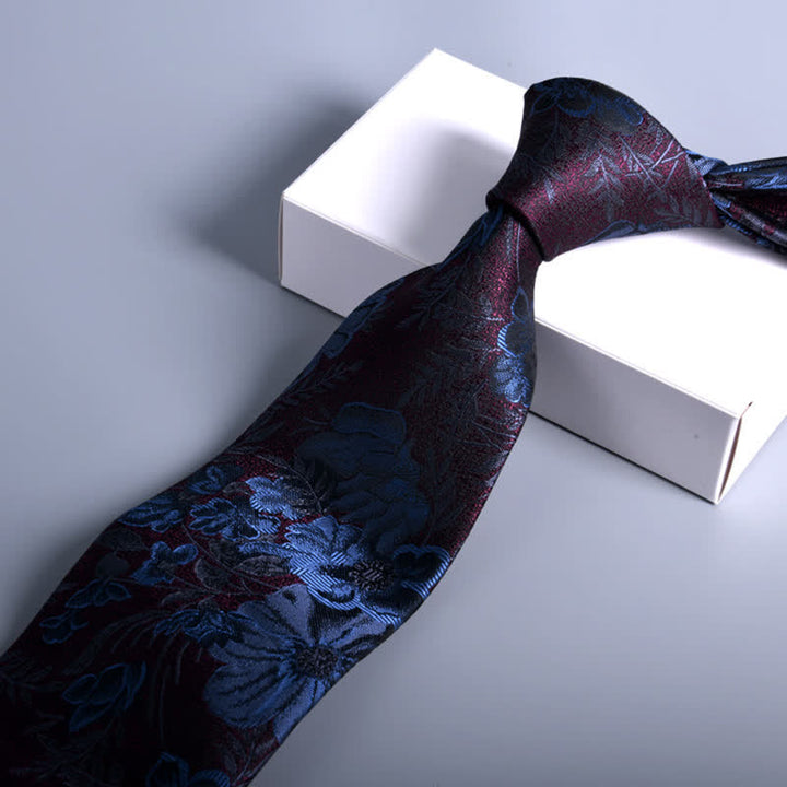 Cravatta da uomo con fiori da sposa bordeaux e blu navy - image 2