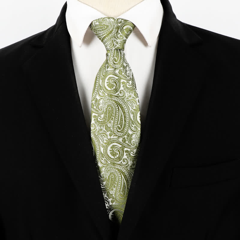 Cravatta da uomo con cerniera Paisley Business verde chiaro - Verde chiaro - image 0