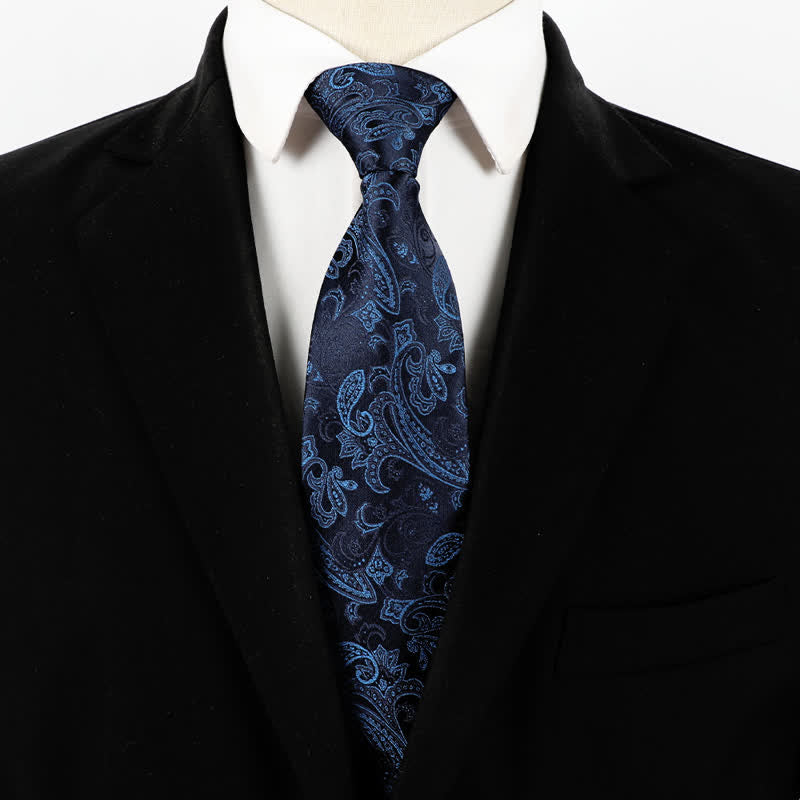 Cravatta da uomo con cerniera Paisley blu notte - Blu notte - image 0