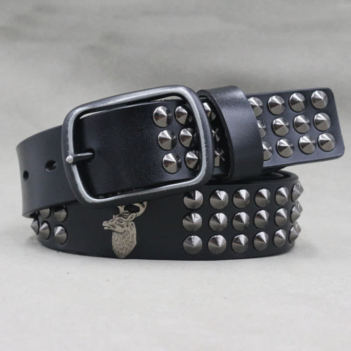 Cintura in pelle con borchie a tre file Lucky Deer Rivets - image 2