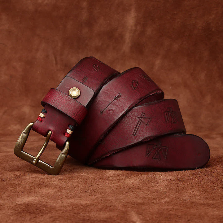 Cintura in pelle con incisione laser modello Totem - Marrone-rossastro - 44 - image 11