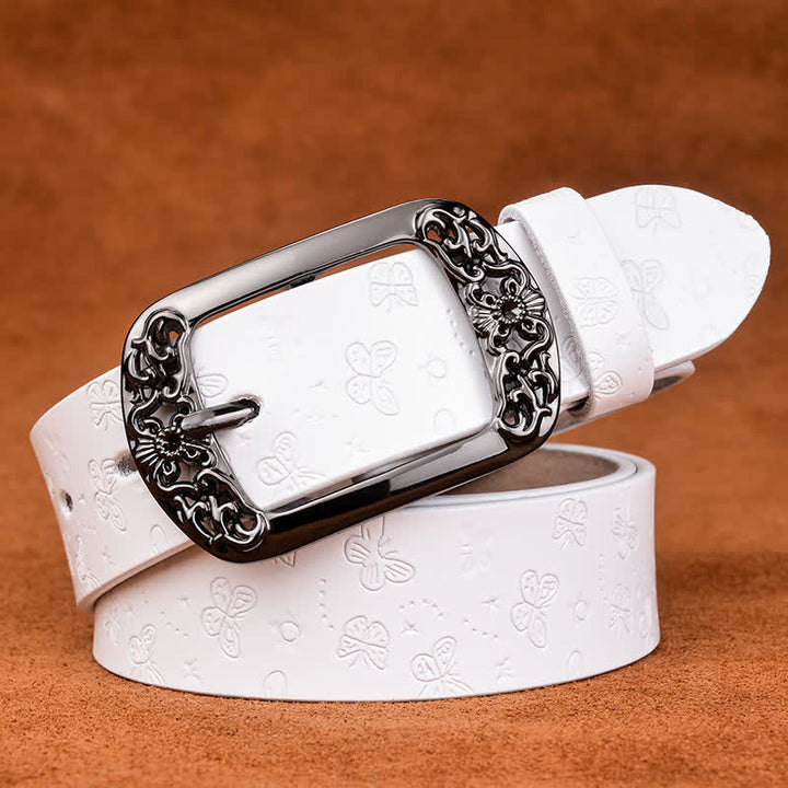 Cintura in pelle di lusso ed elegante con stampa a farfalla da donna - Bianco - 40 - image 9