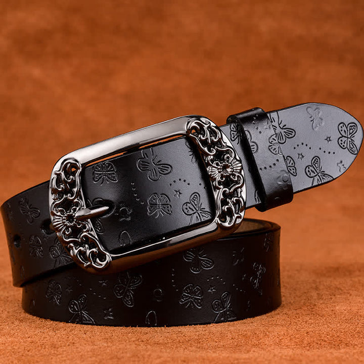 Cintura in pelle di lusso ed elegante con stampa a farfalla da donna - Nero - 40 - image 7