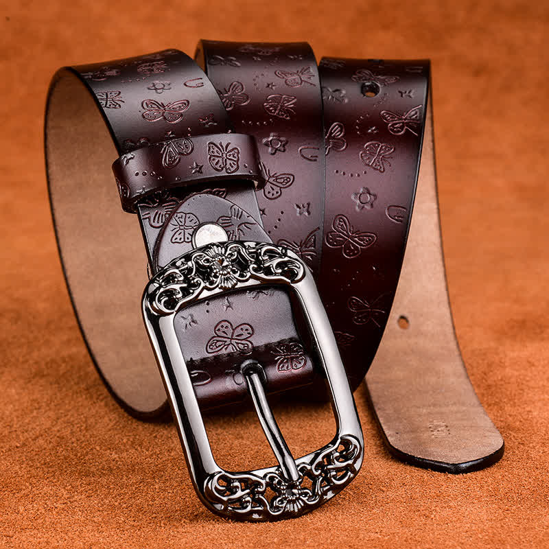 Cintura in pelle di lusso ed elegante con stampa a farfalla da donna - image 2