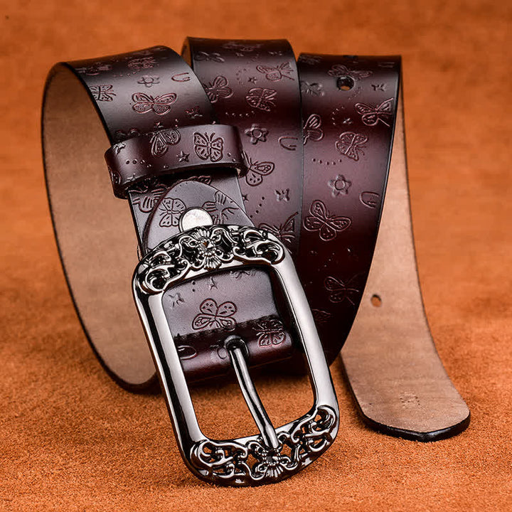 Cintura in pelle di lusso ed elegante con stampa a farfalla da donna - image 2