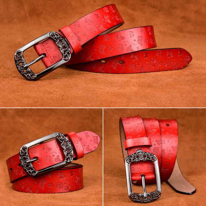 Cintura in pelle di lusso ed elegante con stampa a farfalla da donna - image 6