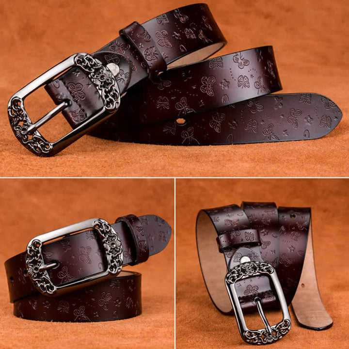 Cintura in pelle di lusso ed elegante con stampa a farfalla da donna - image 4