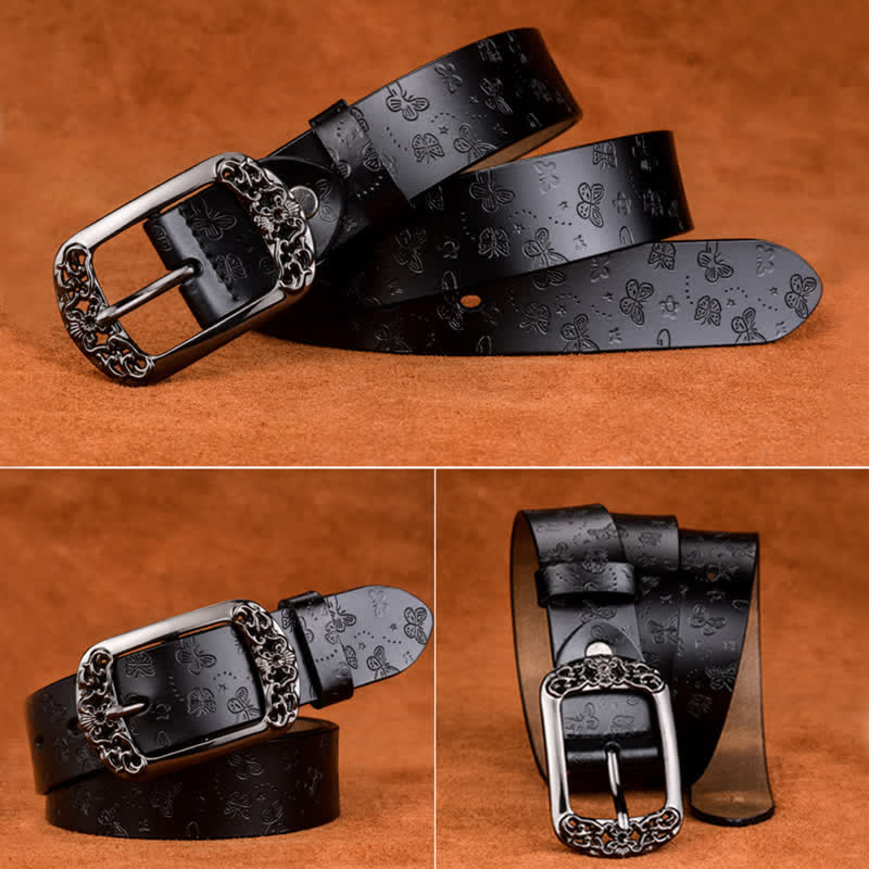 Cintura in pelle di lusso ed elegante con stampa a farfalla da donna - image 8