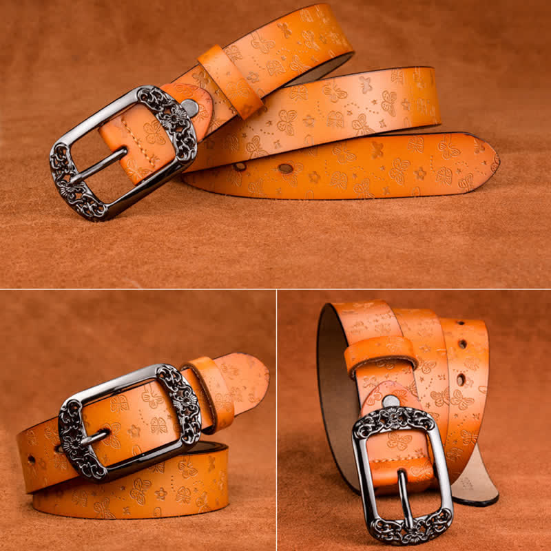Cintura in pelle di lusso ed elegante con stampa a farfalla da donna - image 12