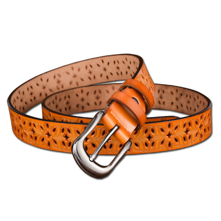 Cintura in pelle traforata con accessorio di moda squisito da donna - image 10