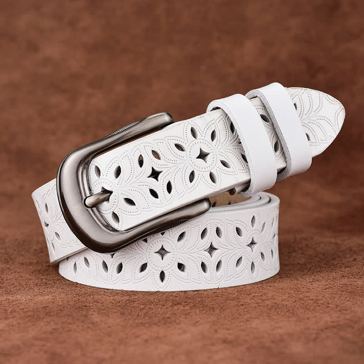 Cintura in pelle traforata con accessorio di moda squisito da donna - Bianco - 38 - image 15
