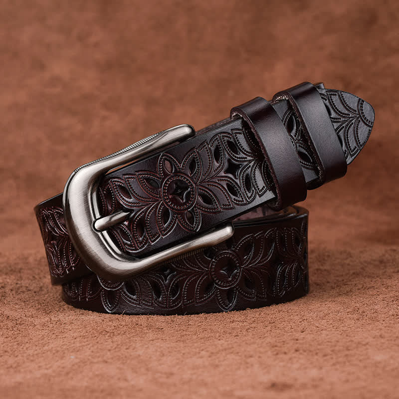 Cintura in pelle traforata con accessorio di moda squisito da donna - Caffè - 38 - image 4