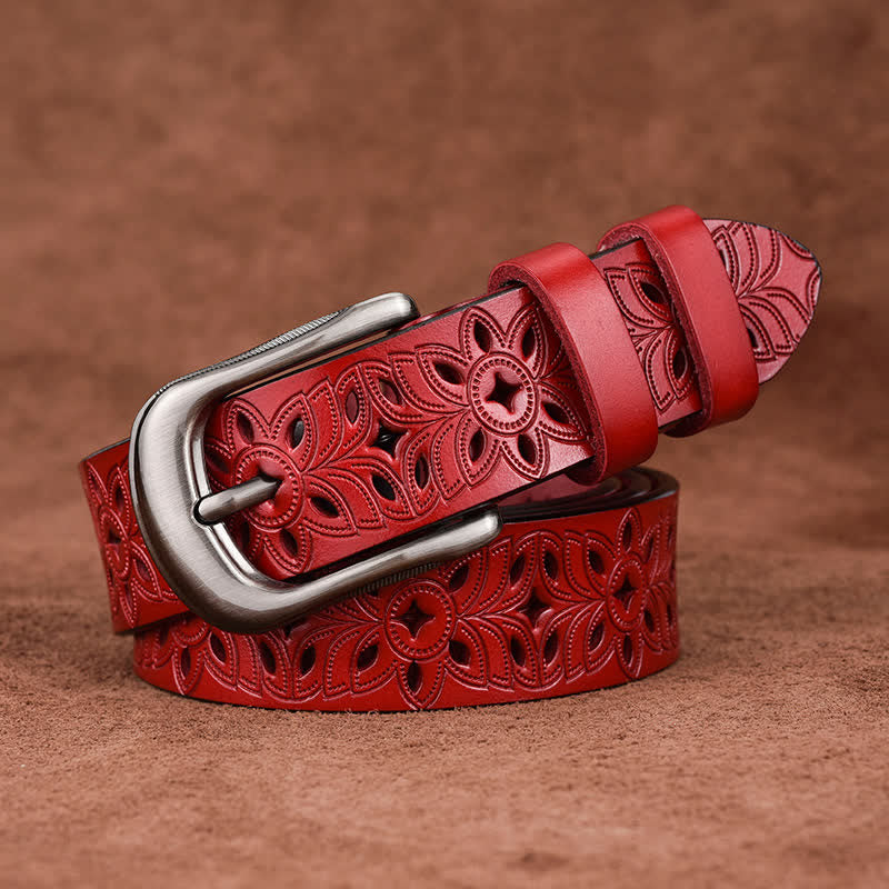 Cintura in pelle traforata con accessorio di moda squisito da donna - Rosso - 38 - image 13