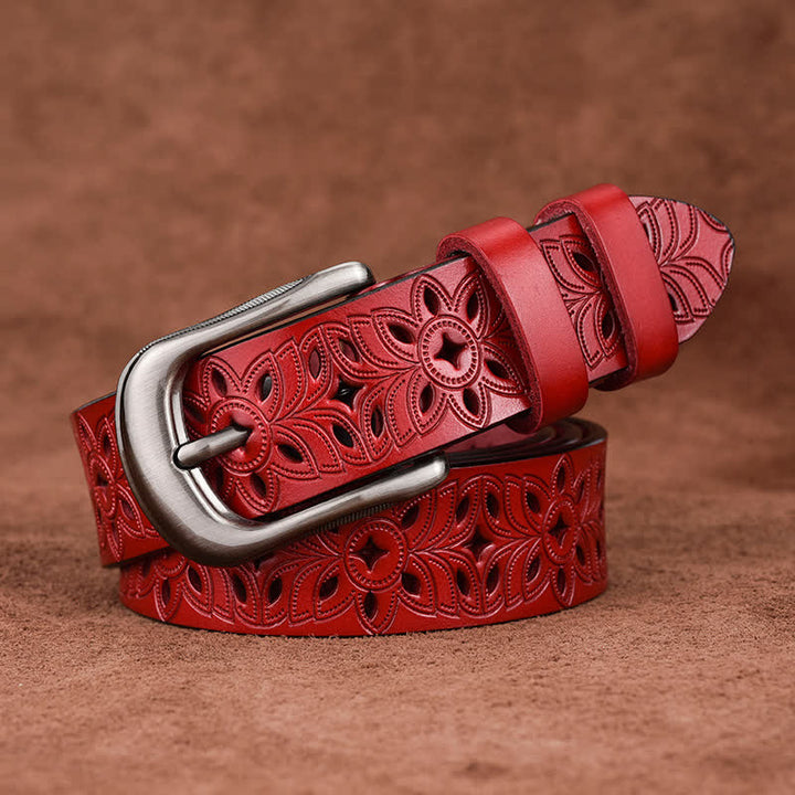 Cintura in pelle traforata con accessorio di moda squisito da donna - Rosso - 38 - image 13