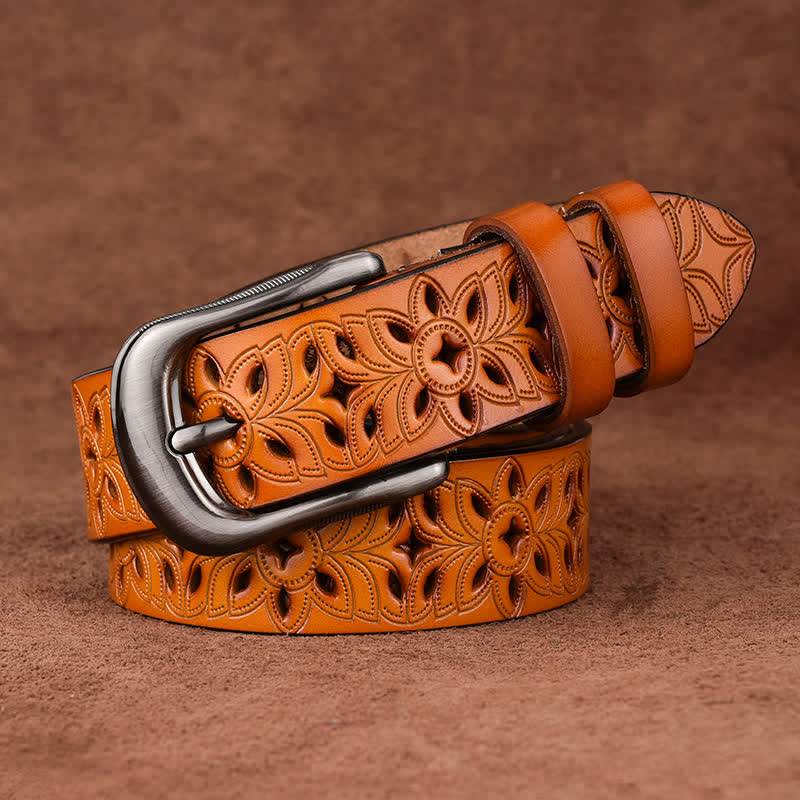 Cintura in pelle traforata con accessorio di moda squisito da donna - Arancia - 38 - image 8