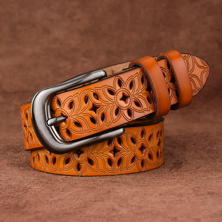 Cintura in pelle traforata con accessorio di moda squisito da donna - Arancia - 38 - image 8