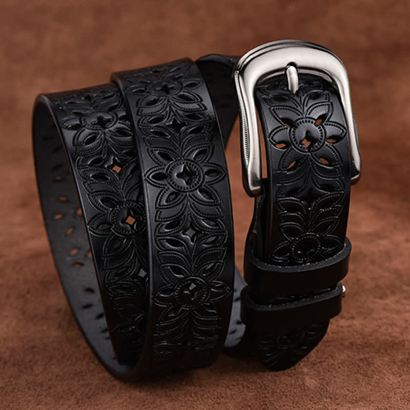 Cintura in pelle traforata con accessorio di moda squisito da donna - image 12