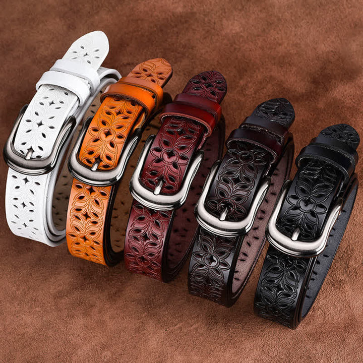 Cintura in pelle traforata con accessorio di moda squisito da donna - image 1