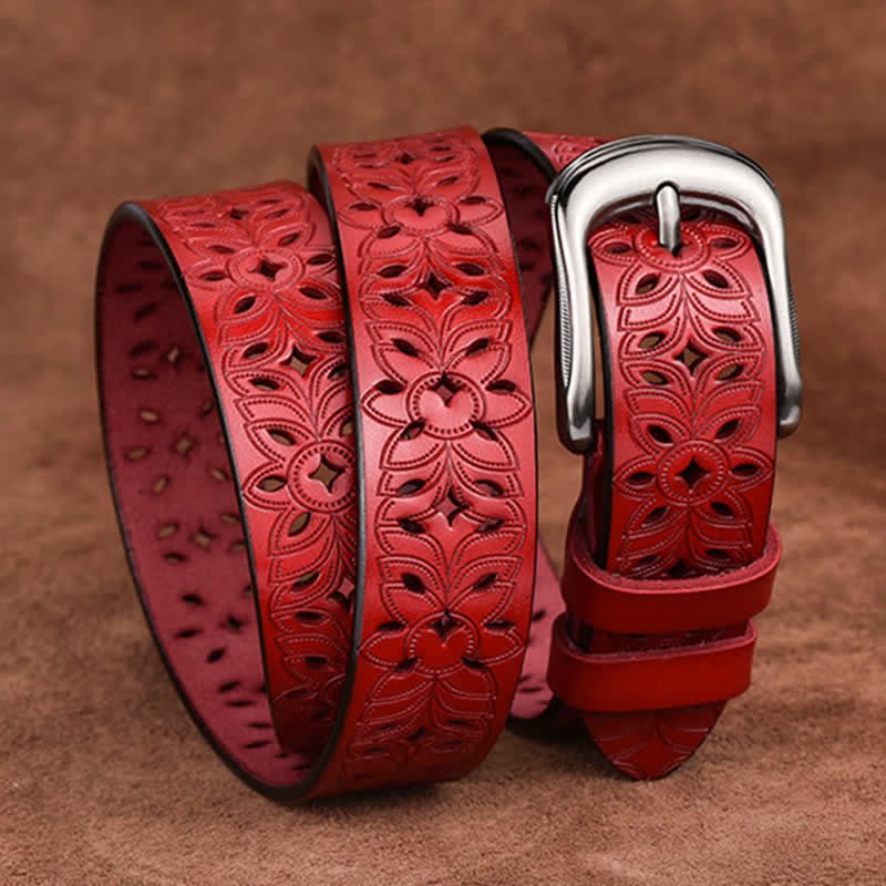 Cintura in pelle traforata con accessorio di moda squisito da donna - image 14