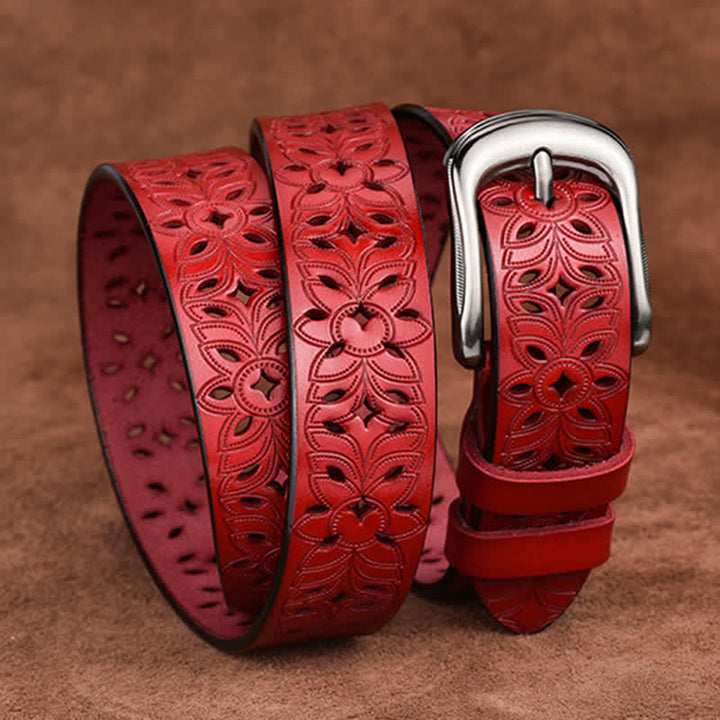 Cintura in pelle traforata con accessorio di moda squisito da donna - image 14
