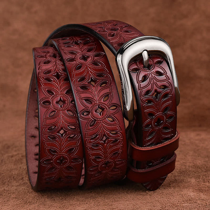 Cintura in pelle traforata con accessorio di moda squisito da donna - image 2