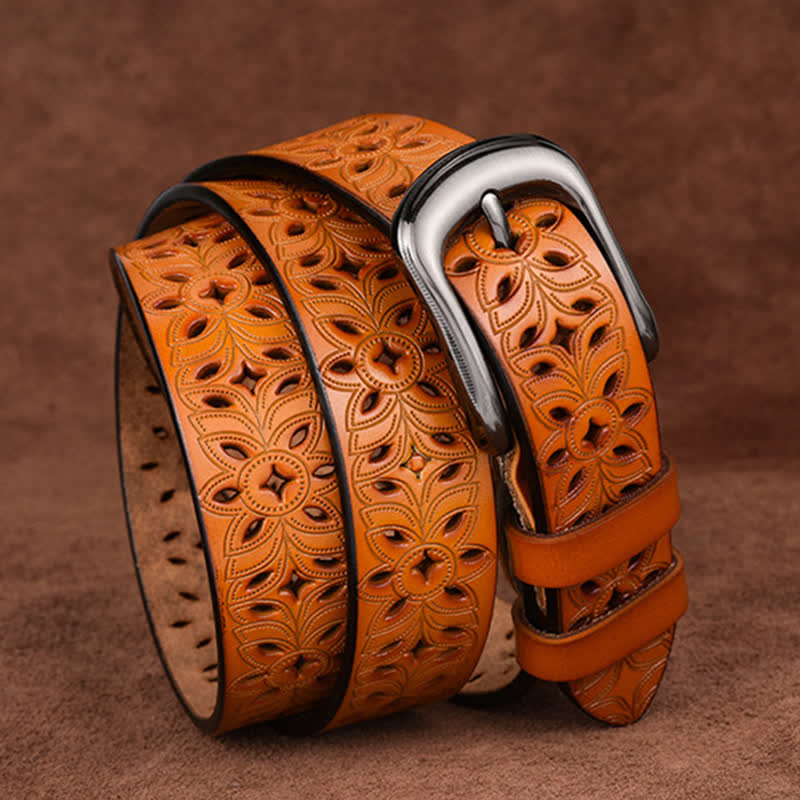 Cintura in pelle traforata con accessorio di moda squisito da donna - image 9